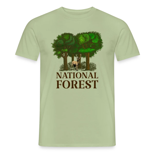 Maquette de T-shirt homme « Emblème Forêt Nationale » à personnaliser