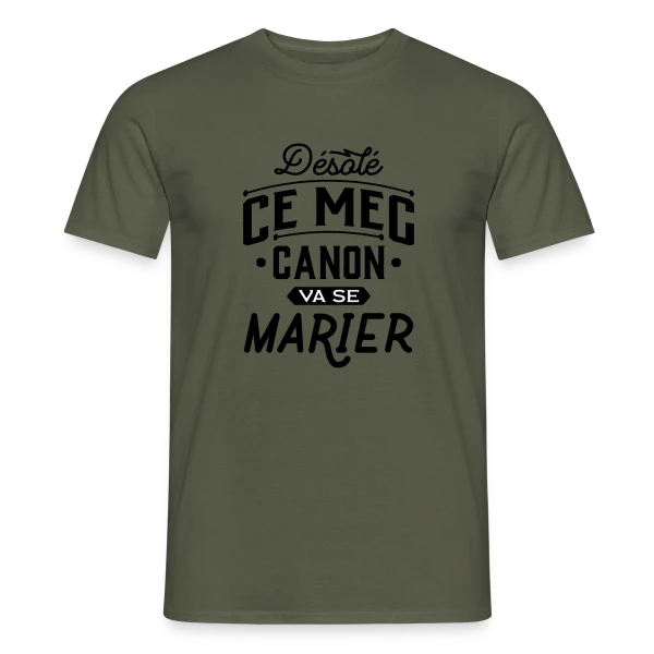 Maquette de T-shirt homme « EVG Mec Canon : Le Futur Marié Brille ! » à personnaliser