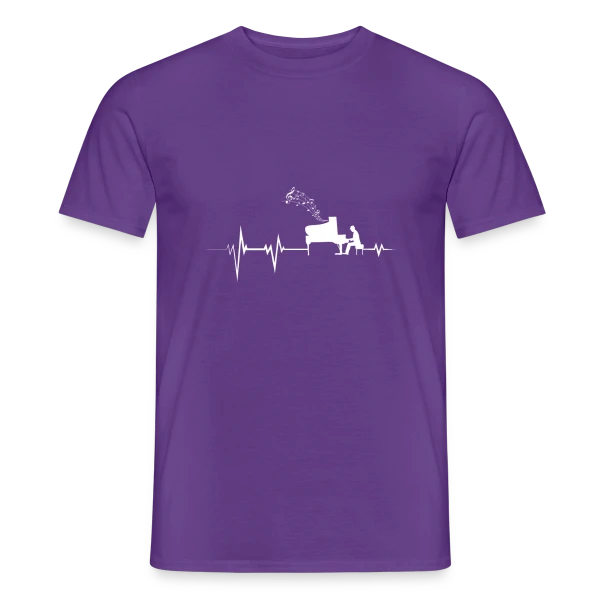 Maquette de T-shirt homme « Piano Évolution : L'Histoire du Clavier en Style » à personnaliser
