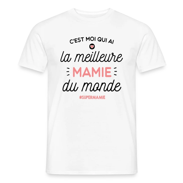 Maquette de T-shirt homme « Mamie en Or : La Meilleure du Monde » à personnaliser