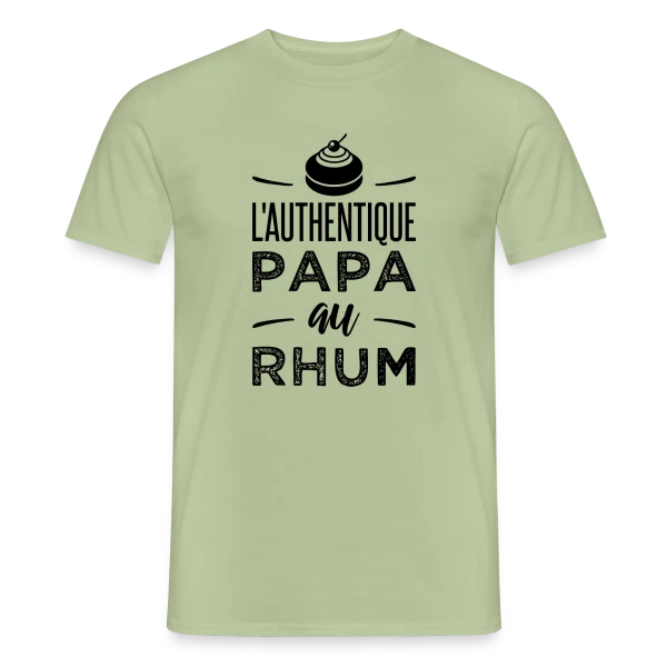 Maquette de T-shirt homme « L'Authentique Papa au Rhum » à personnaliser