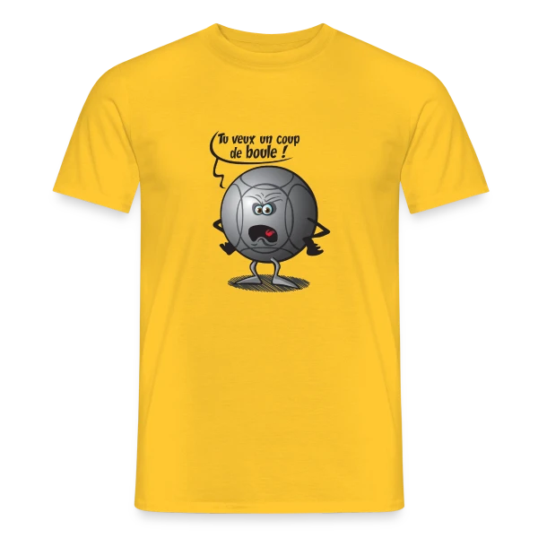 Maquette de T-shirt homme « Le Coup de Boule Gagnant à la Pétanque » à personnaliser