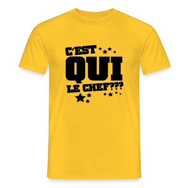 Maquette de T-shirt homme « Le Chef, C'est Moi ! Humour et Autorité » à personnaliser