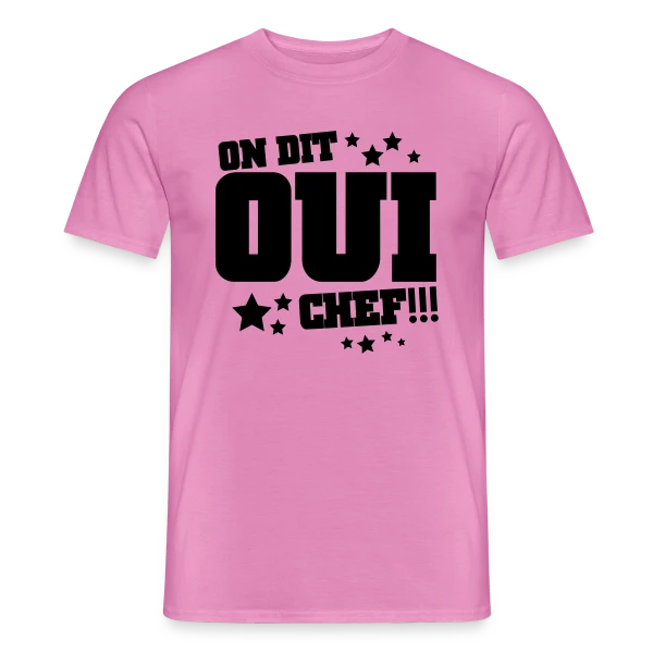 Maquette de T-shirt homme « Oui Chef ! Humour Hiérarchie de Bureau » à personnaliser