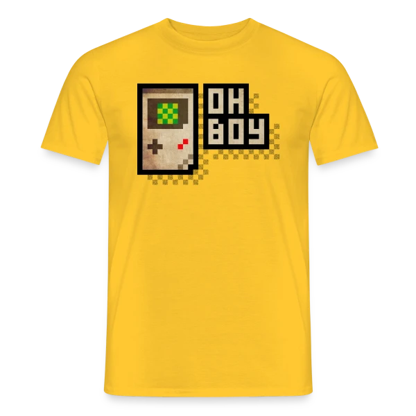 Maquette de T-shirt homme « Console Rétro-Gaming Oh Boy ! - Pixel Art 90s » à personnaliser
