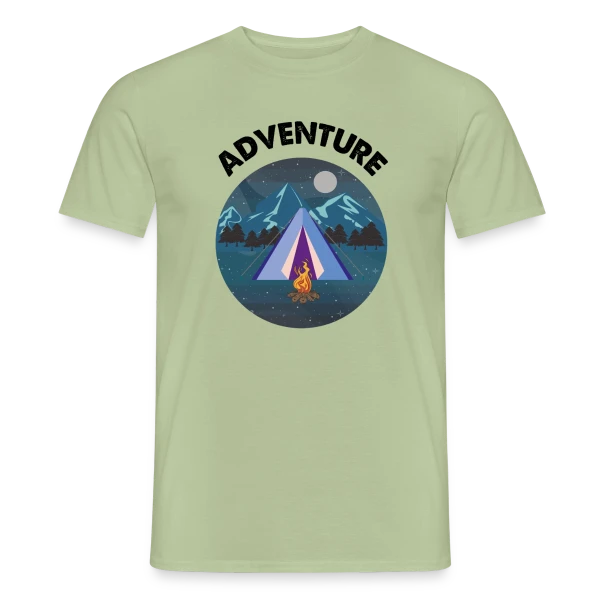 Maquette de T-shirt homme « Nuit d'Aventure en Montagne » à personnaliser