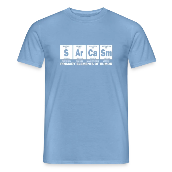 Maquette de T-shirt homme « Sarcasme Éléments Humour » à personnaliser