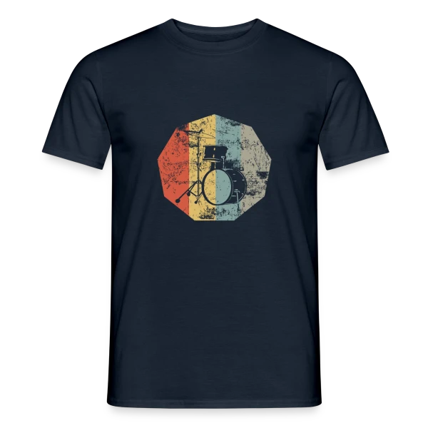 Maquette de T-shirt homme « Batterie Rétro Musique Vintage » à personnaliser