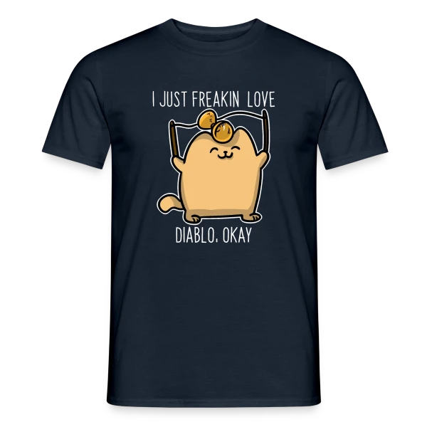 Maquette de T-shirt homme « Chaton Diabolo Joueur » à personnaliser