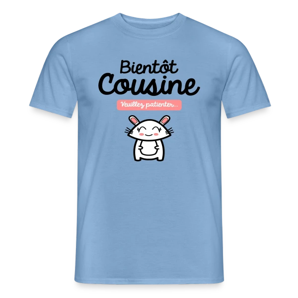 Maquette de T-shirt homme « Bientôt Cousine : Annonce Mignonne » à personnaliser