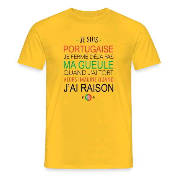 Maquette de T-shirt homme « Portugaise : Ma Voix Compte, Toujours Raison ! » à personnaliser