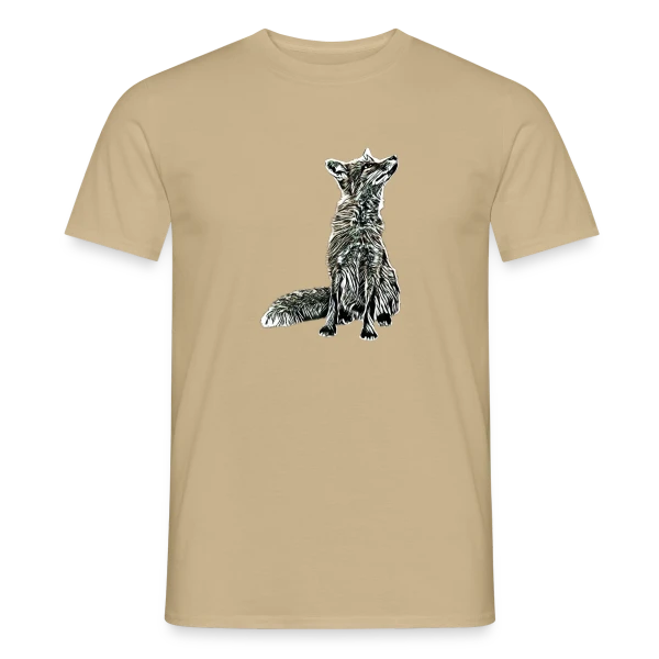 Maquette de T-shirt homme « Renard Réaliste Élégant » à personnaliser