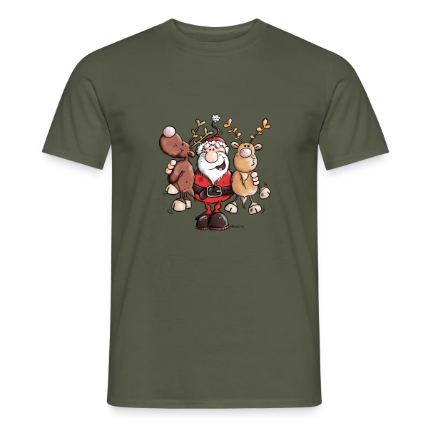 Le Père Noël Câline ses Rennes - Esprit de Noël sur T-shirt homme