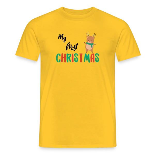 Maquette de T-shirt homme « Mon Premier Noël : Design Adorable pour Bébé » à personnaliser