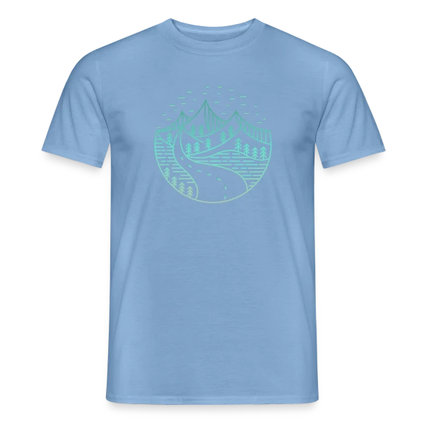 Maquette de T-shirt homme « Chemin Montagneux Minimaliste » à personnaliser