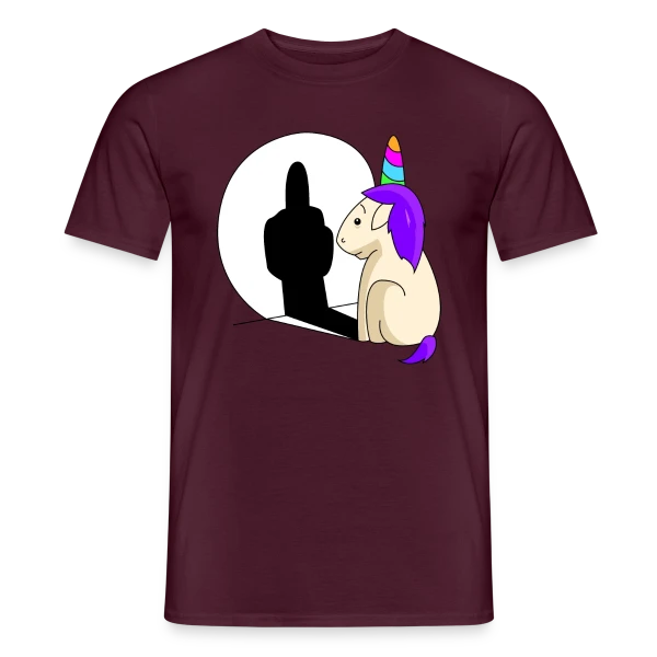 Maquette de T-shirt homme « Licorne Impertinente Ombre » à personnaliser