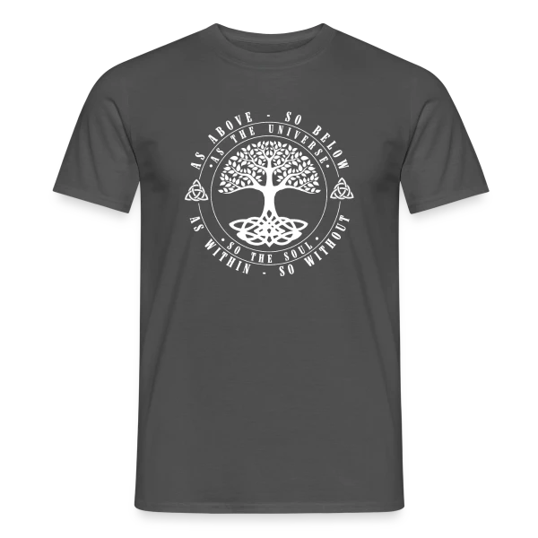 Maquette de T-shirt homme « Arbre de Vie Celtique : Vie et Mort » à personnaliser