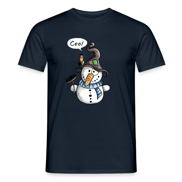 Maquette de T-shirt homme « Bonhomme de Neige Rigolo - Hiver Enchanté » à personnaliser