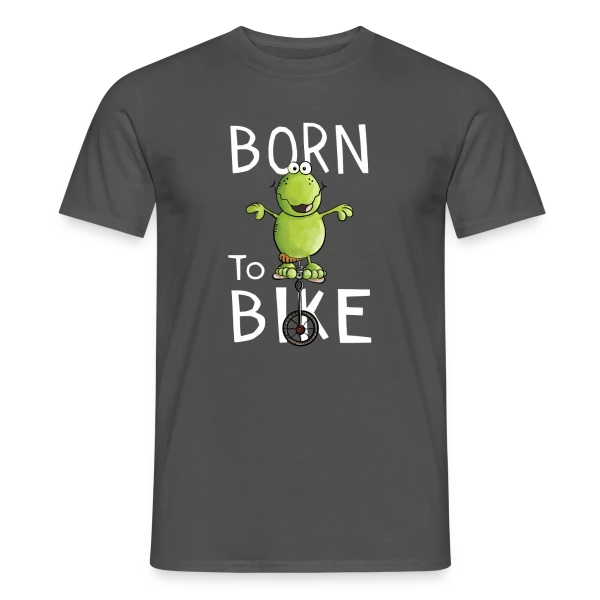 Maquette de T-shirt homme « Né Pour Pédaler - Frocg à Monocycle Comique » à personnaliser