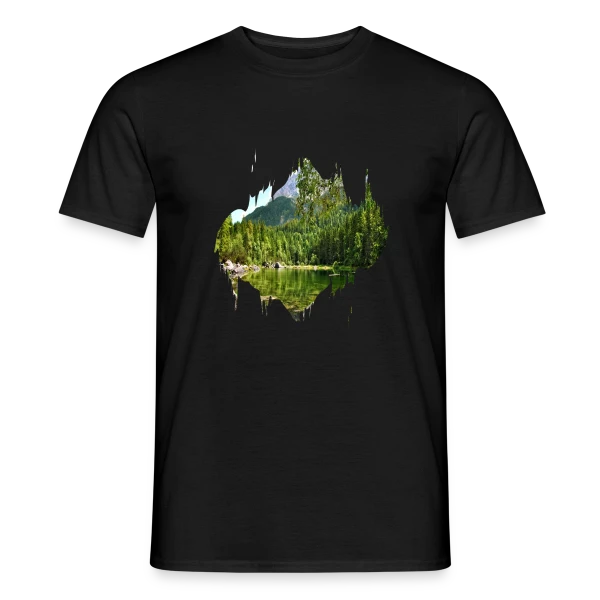 Maquette de T-shirt homme « Paysage Naturel Abstrait Effet Splash » à personnaliser