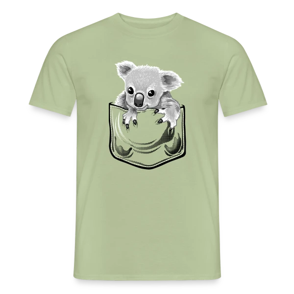 Maquette de T-shirt homme « Koala Stylé à la Pochette » à personnaliser
