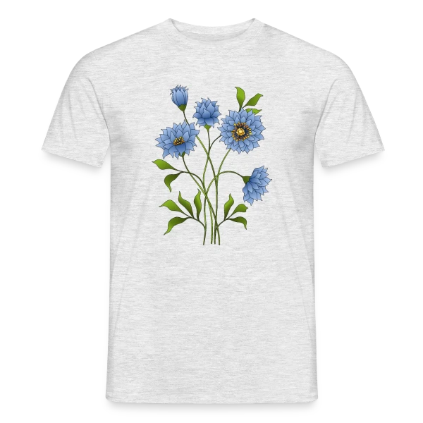 Maquette de T-shirt homme « Éclat Floral Bleu » à personnaliser