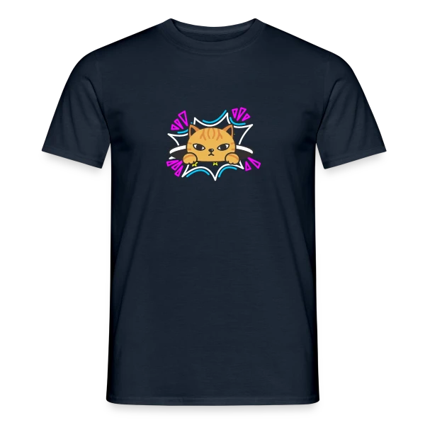 Maquette de T-shirt homme « Chat Mignon Néon 90s » à personnaliser