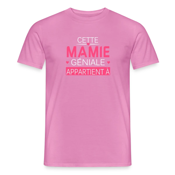 Maquette de T-shirt homme « Cette Mamie Géniale Appartient à... - Cadeau Personnalisé » à personnaliser