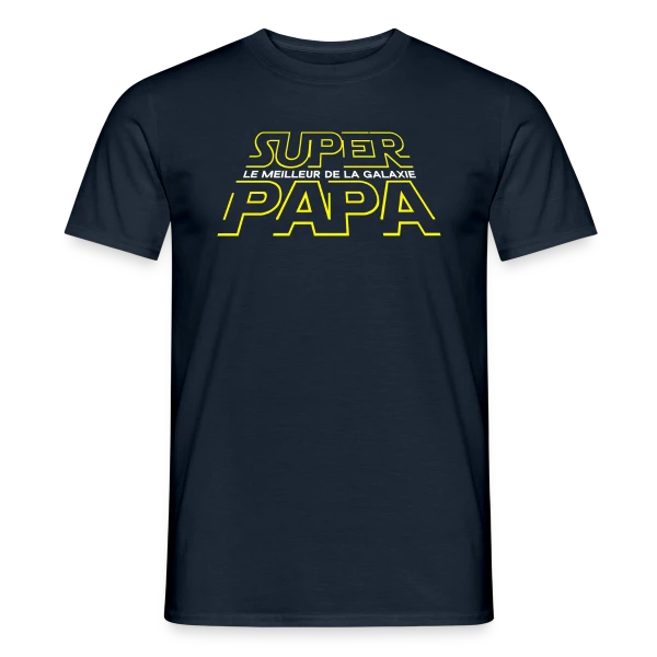 Maquette de T-shirt homme « Super Papa Galactique - La Force est en lui » à personnaliser