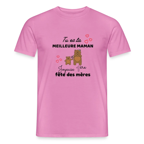 Maquette de T-shirt homme « Bébé Ma Première Fête des Mères : Meilleure Maman Ours » à personnaliser