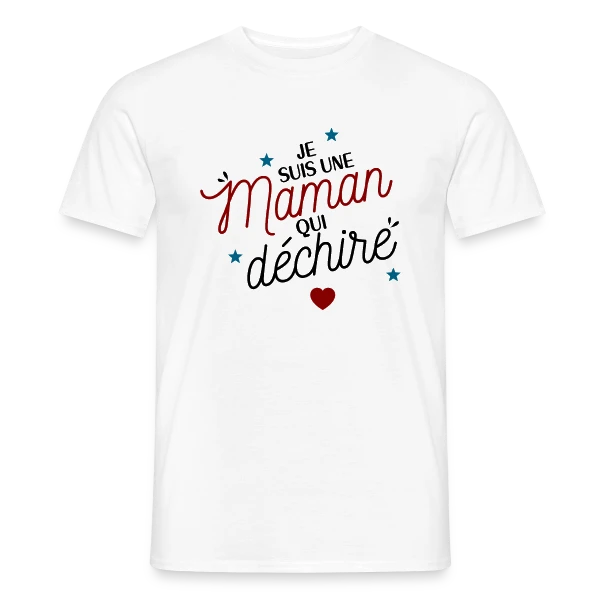 Maquette de T-shirt homme « Maman qui déchire » à personnaliser