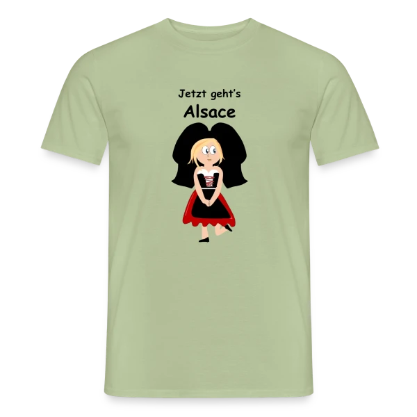 Maquette de T-shirt homme « Alsacienne Traditionnelle Joyeuse » à personnaliser