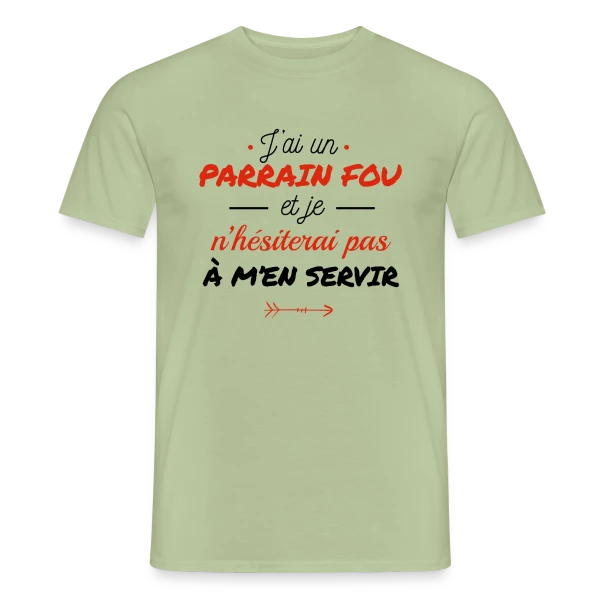 Maquette de T-shirt homme « Mon Parrain Dément » à personnaliser