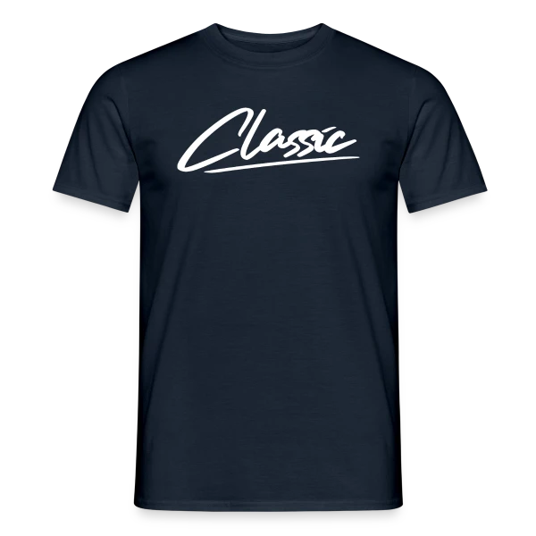 Maquette de T-shirt homme « Inscription Classique Blanche » à personnaliser
