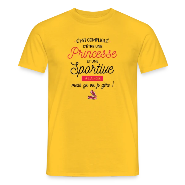 Maquette de T-shirt homme « Princesse Sportive : Je Gère ! » à personnaliser