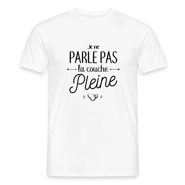 Maquette de T-shirt homme « Je Ne Parle Pas La Couche Pleine » à personnaliser