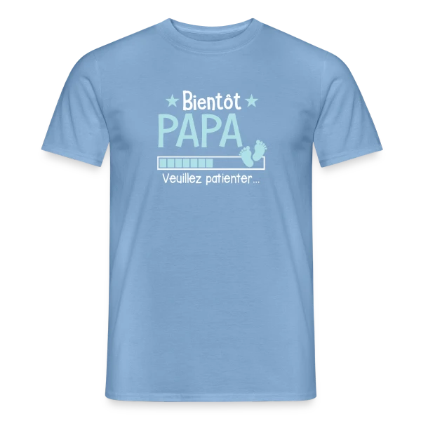 Maquette de T-shirt homme « Bientôt Papa : Le Cadeau Idéal du Futur Père » à personnaliser