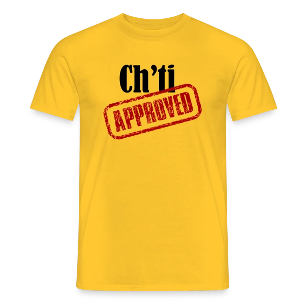 Maquette de T-shirt homme « Ch'ti Approved » à personnaliser
