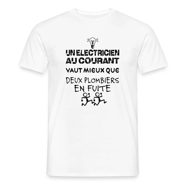Maquette de T-shirt homme « Électricien au Courant | T-Shirt Humour Pro du Câble » à personnaliser