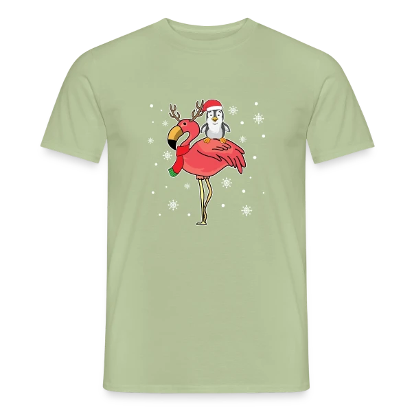 Flamant Rose Noël Renne sur T-shirt homme