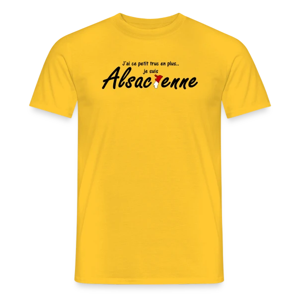 Maquette de T-shirt homme « Je suis Alsacienne Humour » à personnaliser