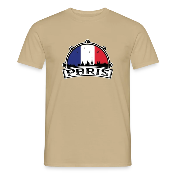 Maquette de T-shirt homme « Paris Skyline Drapeau Français » à personnaliser