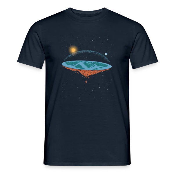 Maquette de T-shirt homme « Terre Plate Univers » à personnaliser