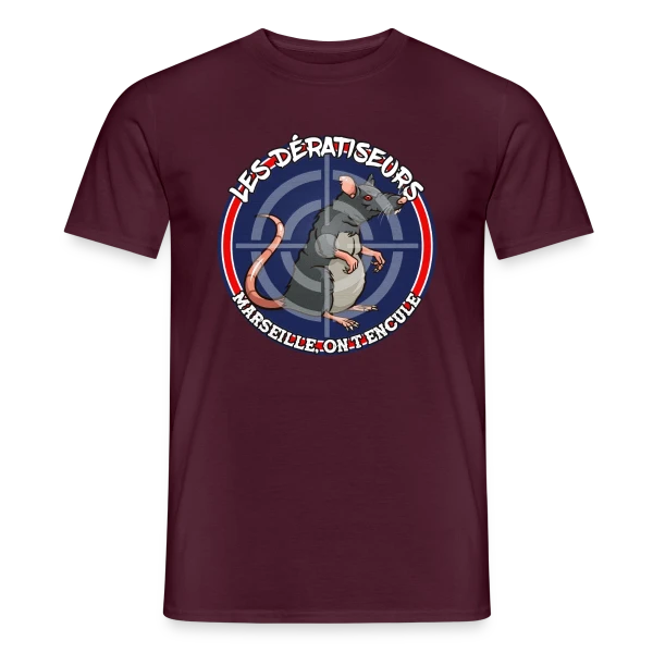 Maquette de T-shirt homme « Dératiseurs Marseille Provoc » à personnaliser