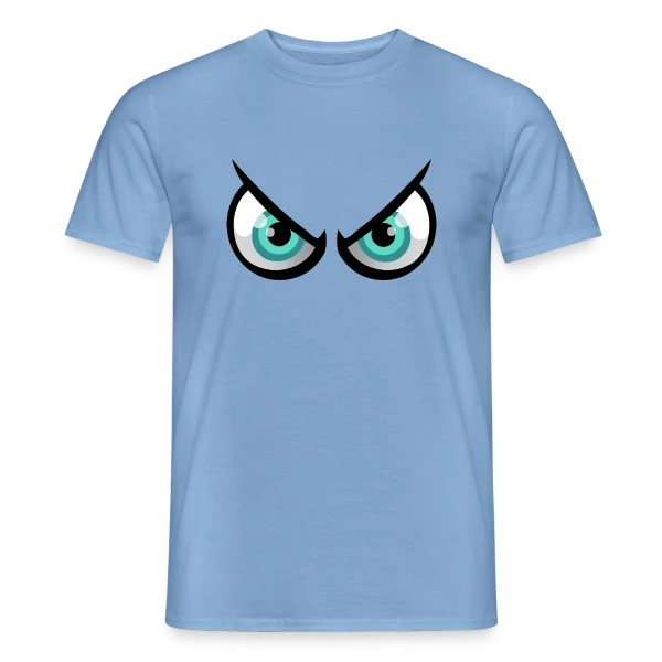 Maquette de T-shirt homme « Yeux Cartoon Enervés : En Mode Pas Content » à personnaliser