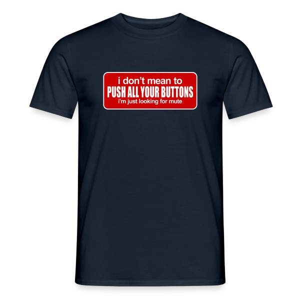 Maquette de T-shirt homme « Boutons et Mode Silencieux » à personnaliser