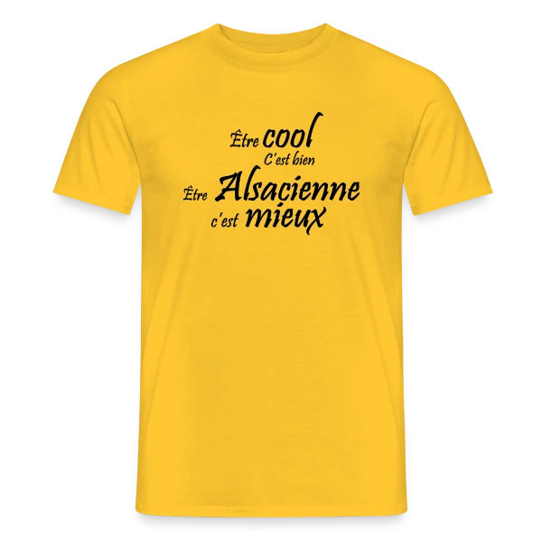 Maquette de T-shirt homme « Fière d'être Alsacienne » à personnaliser