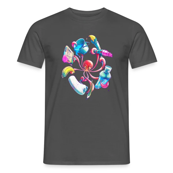 Maquette de T-shirt homme « Pulpograffer : Poulpe Artiste Urbain » à personnaliser