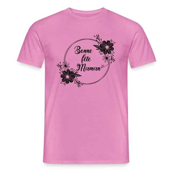 Maquette de T-shirt homme « Bonne Fête Maman - Cadeau Idéal » à personnaliser