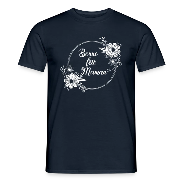 Maquette de T-shirt homme « Bonne Fête Maman - Cadeau Tendresse » à personnaliser